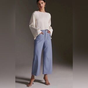 Anthropologie The Colette Faux Leather Crop Wide-Leg Pants by Maeve